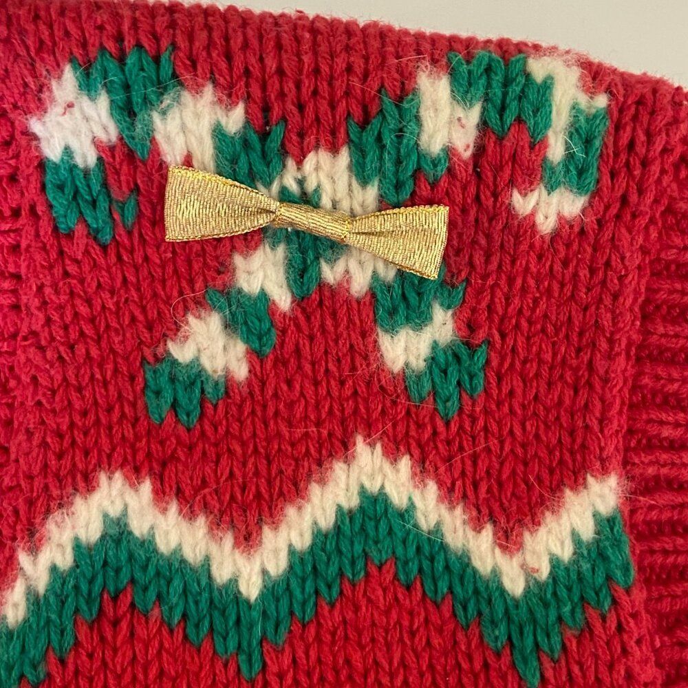Vintage Jennifer Moore - Christmas V-Neck Vest Hand Knit - size M - Picture 6 of 10